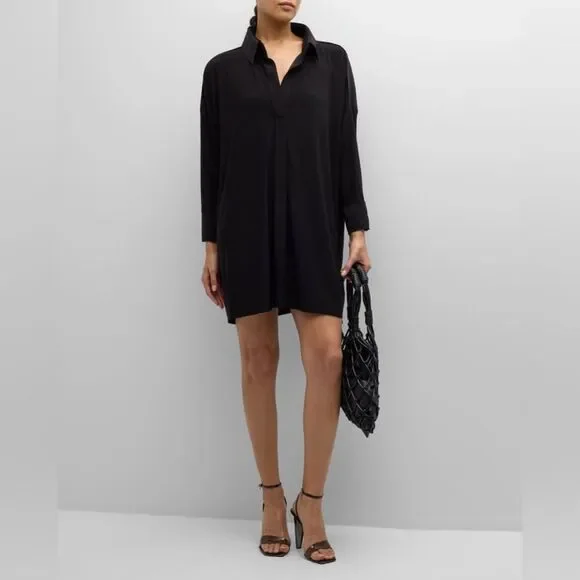 Norma Kamali Boxy Coverup Beach Shirt Tunic Dress Large Black Stretch Jersey - Picture 3 of 13
